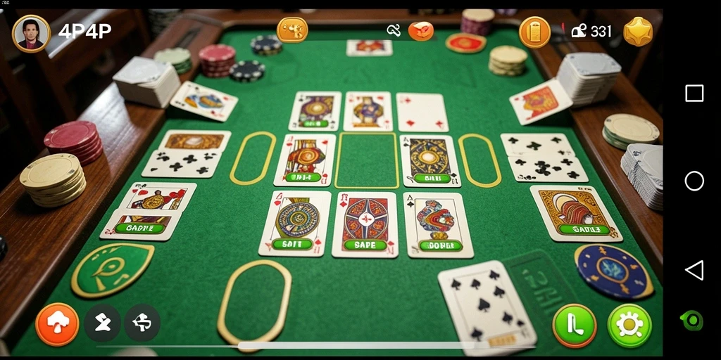 Screenshot gameplay seru dari 4P4P, menampilkan suasana permainan Gaple.