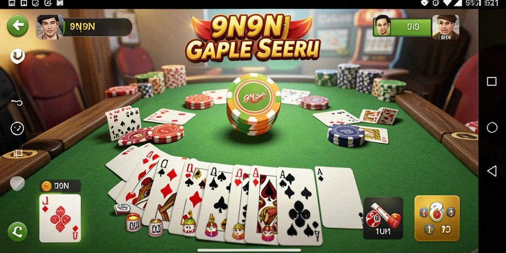 Screenshot gameplay 9N9N yang menampilkan keseruan bermain Gaple.