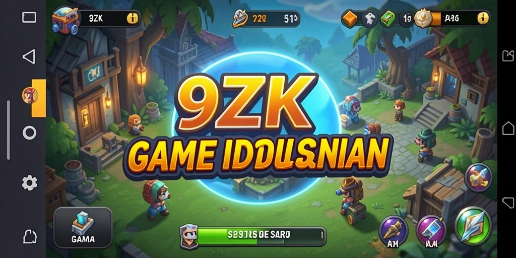 Tampilan gameplay 9ZK dengan karakter yang mengumpulkan sumber daya.