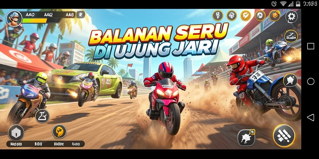 Screenshot gameplay AA62 yang menunjukkan balapan seru dan grafis tinggi.