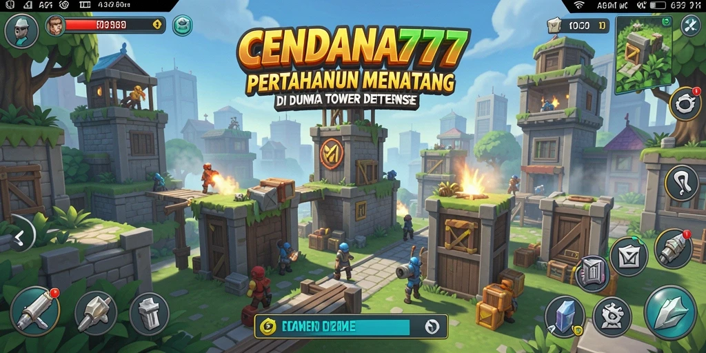 Screenshot menampilkan aksi strategis dalam CENDANA777 selagi mempertahankan menara.