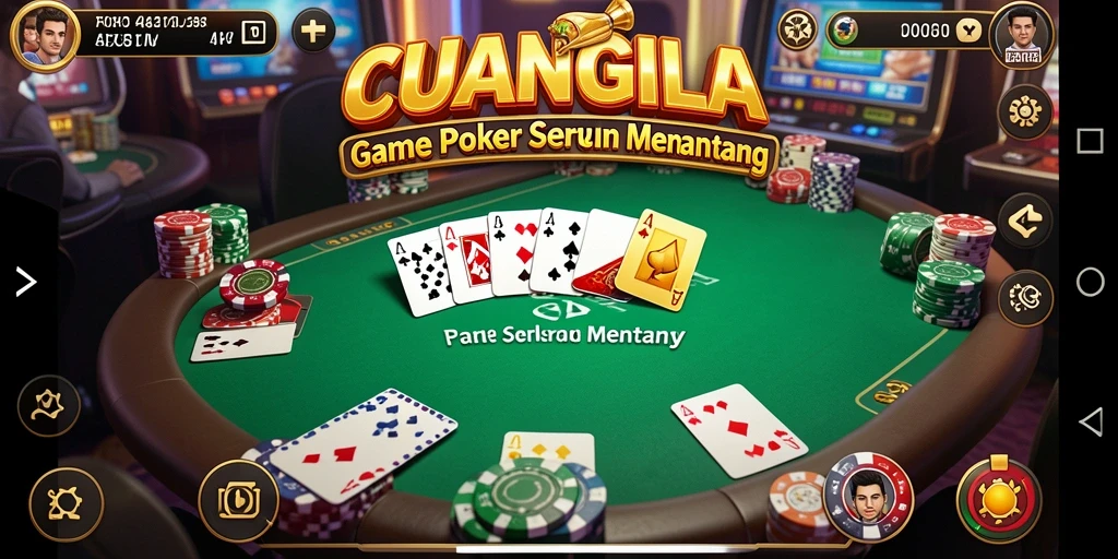Gameplay seru dalam aplikasi Poker CUANGILA dengan fitur menantang.