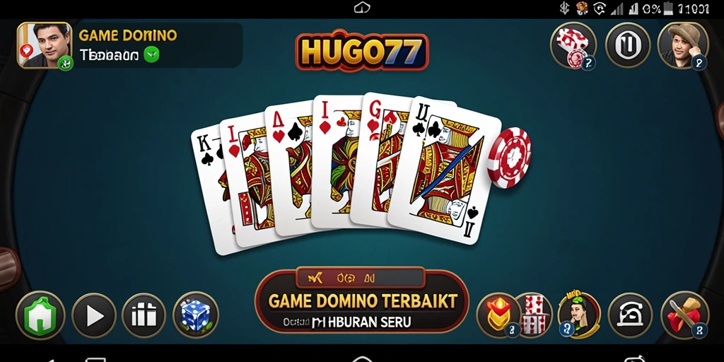 Tampilan dinamis gameplay Domino di HUGO77, penuh aksi dan keseruan.