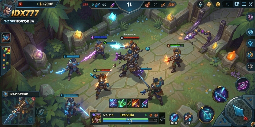 Screenshot gameplay IDX777 menampilkan karakter bertarung dengan efek visual yang mengesankan.