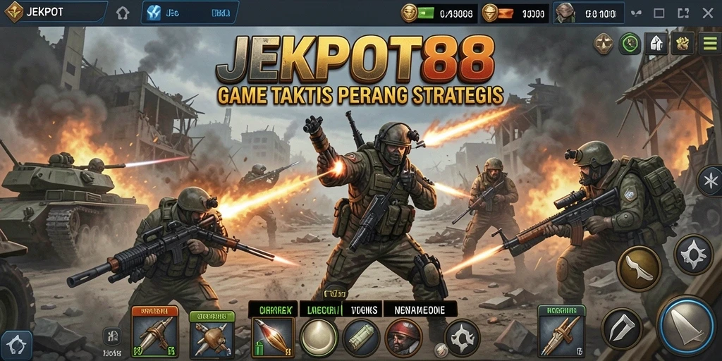 Screenshot dari gameplay JEKPOT88 yang menampilkan aksi pertempuran seru.