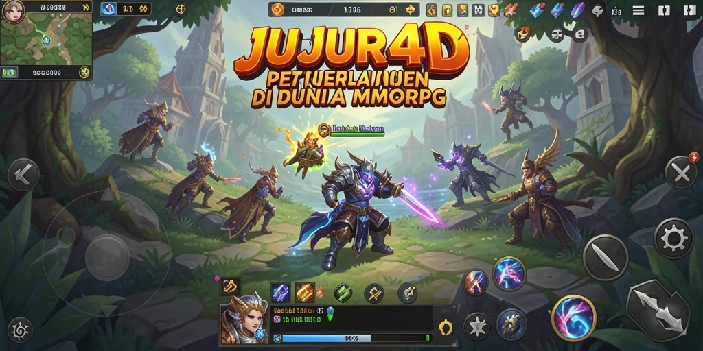 Gameplay JUJUR4D menampilkan pertarungan seru di dunia fantasi.