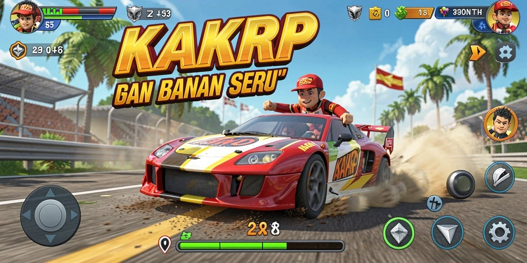 Screenshot KAKRP menunjukkan aksi balapan yang mendebarkan di trek kota.