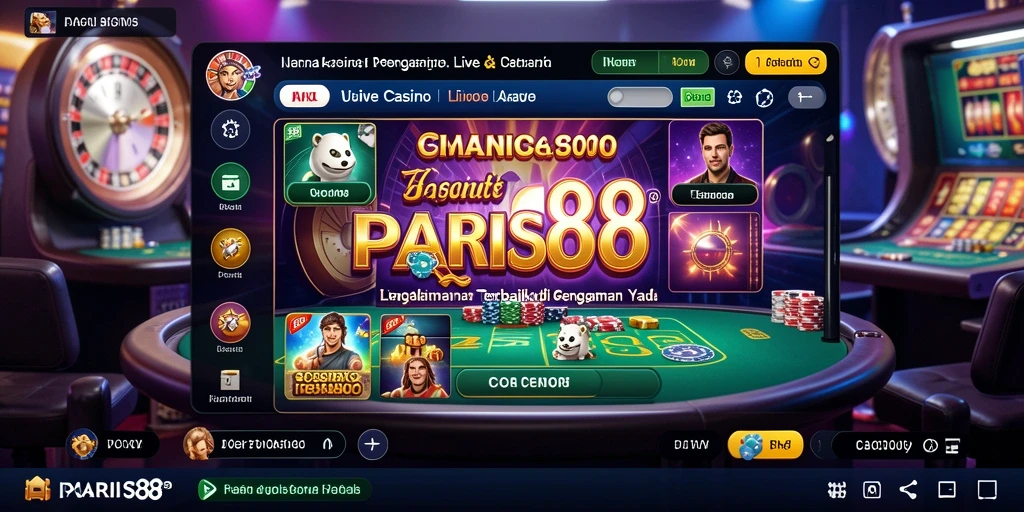 Screenshot PARIS88 menampilkan dealer profesional dan gameplay Live Casino yang seru.