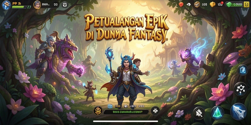 Tampilan gameplay <strong>PP7</strong> yang menakjubkan dengan karakter bertempur di dunia fantasi.
