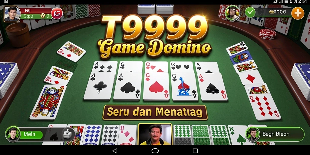 Tampilan screenshot T9999 menunjukkan keseruan bermain Domino secara online.