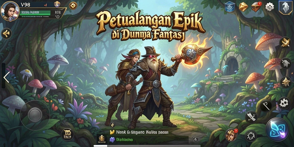 Gameplay seru V98 dengan grafis menawan dan petualangan epik.